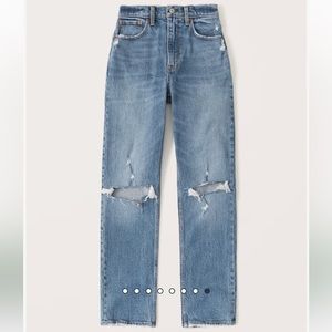 abercrombie 90s ultra high rise straight jean in medium wash | 26S